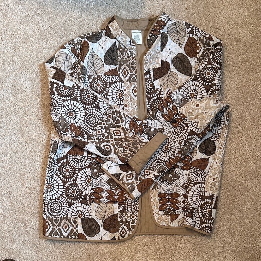 Alfred Dunner Tan and Brown Quilted Jacket